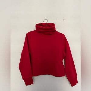 Cropped red Zara turtleneck sweatshirt